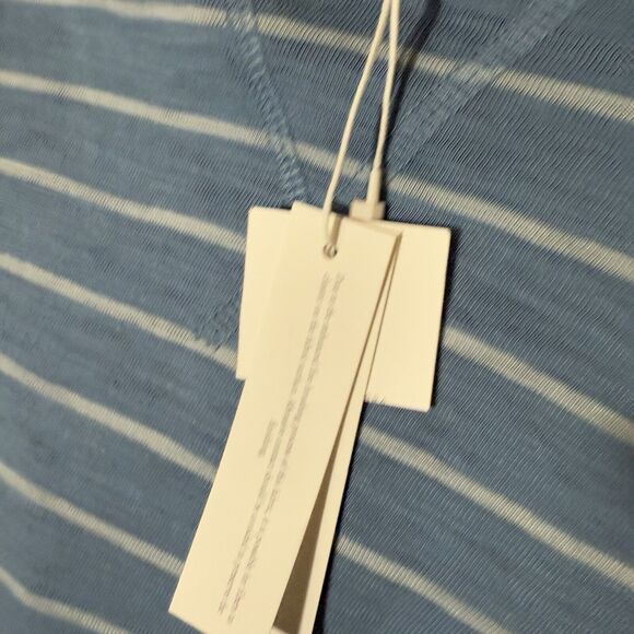 NWT Vince Hooded Shirt Medium Long Sleeve Light Blue Striped Preppy Old Money - Picture 7 of 12